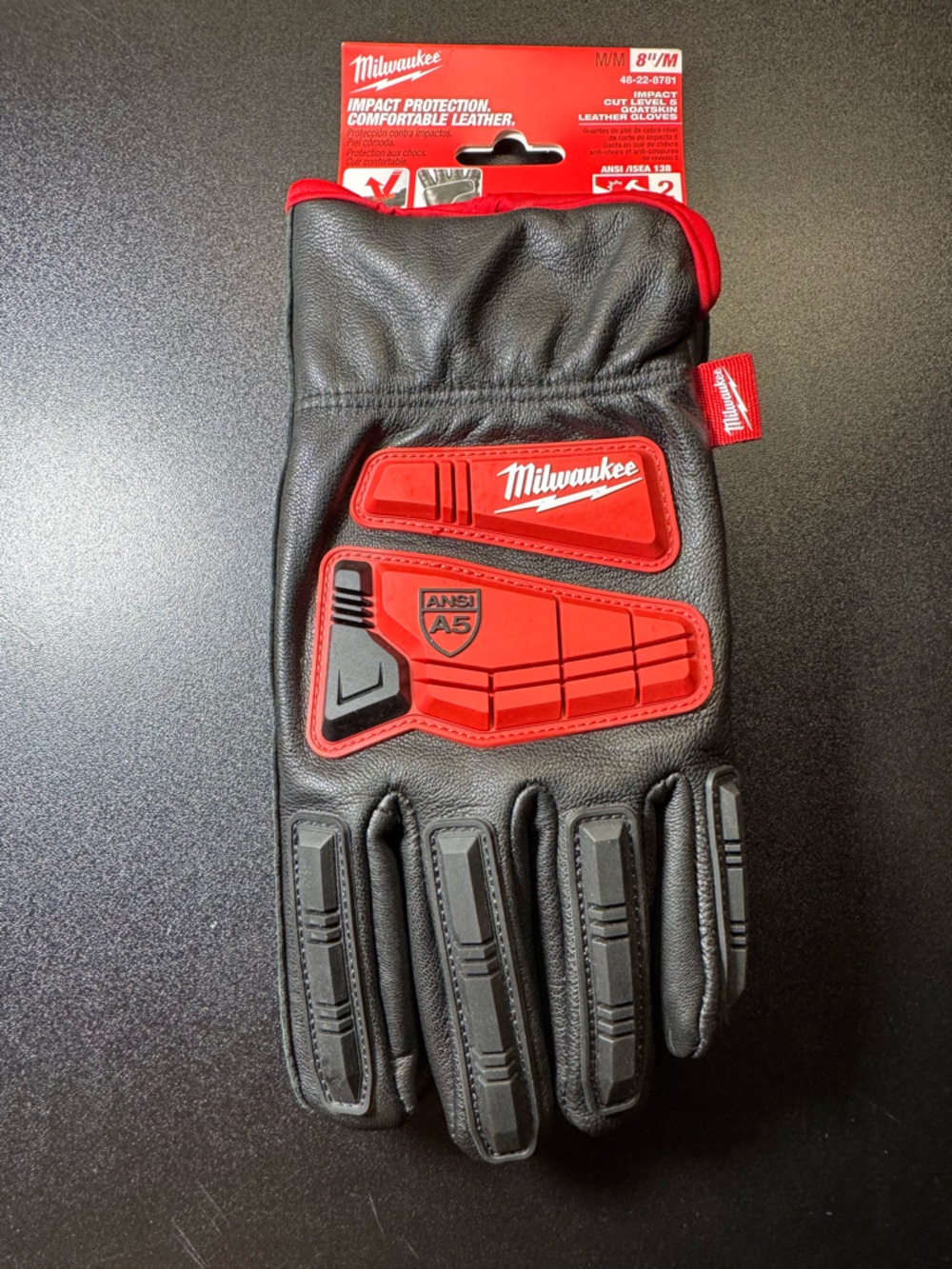Milwaukee Black & Red Goat Skin Impact Protection Work Gloves